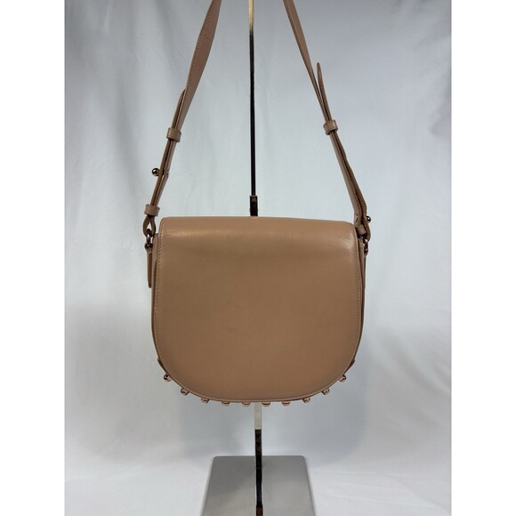 Alexander Wang Lia Leather Crossbody Shoulder Bag Peach Tan Nude Studded Bottom - Picture 1 of 16